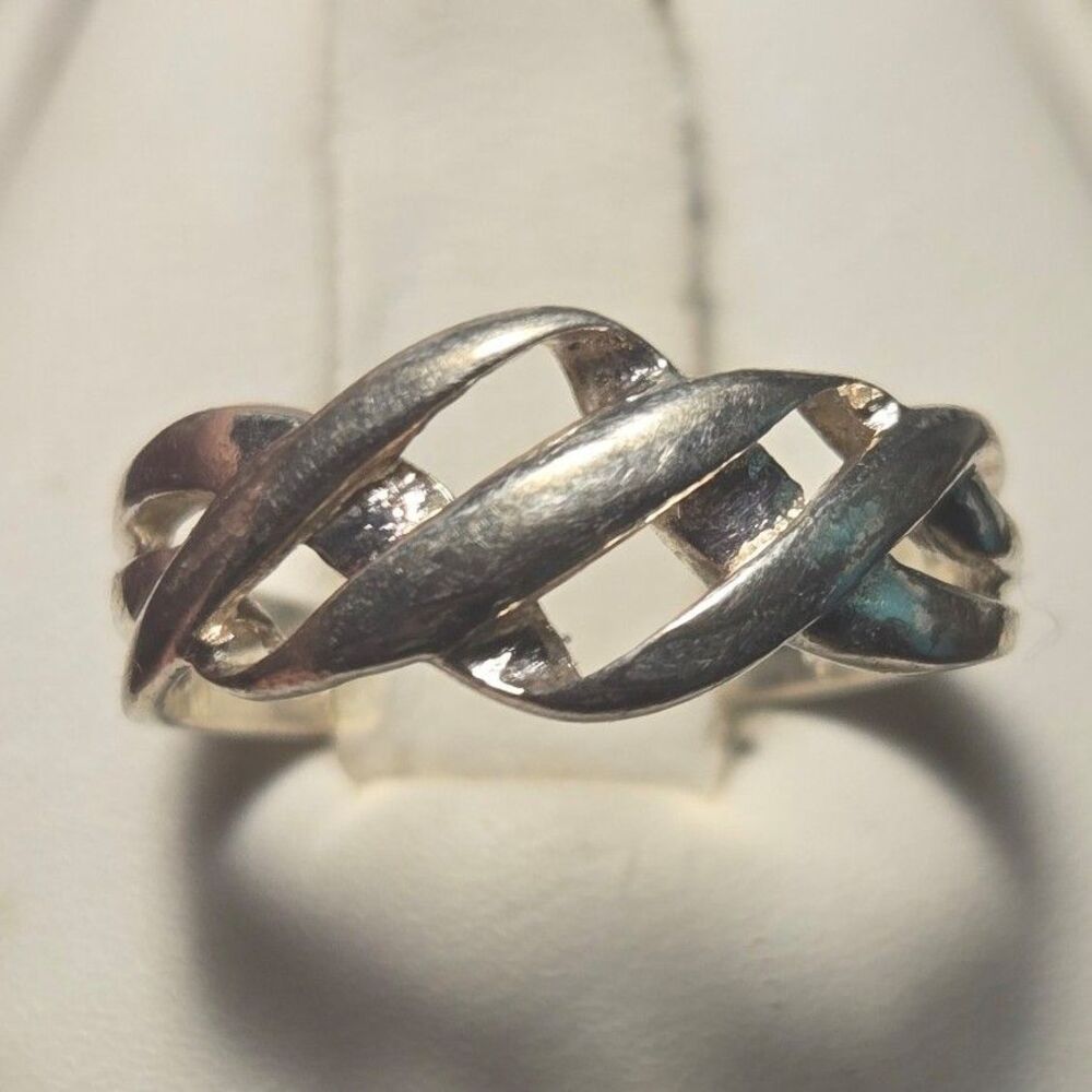 Sterling Silver Open Weave Ring Size 6 - Picture 2 of 9